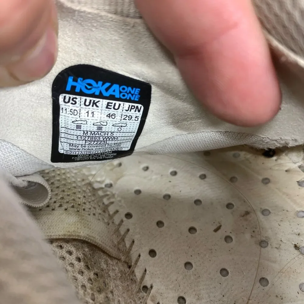 Hoka One One Mach 5 1127893 WCPP Beige Running Shoes‎ Sneakers Size 11.5 D